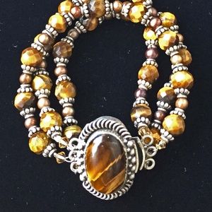 Triple Strand Genuine Tiger Eye Bracelet